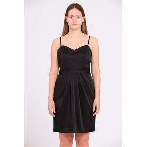 H&M Women's Black Satin Fit & Flare Dress with Pockets – Size 12 EUC